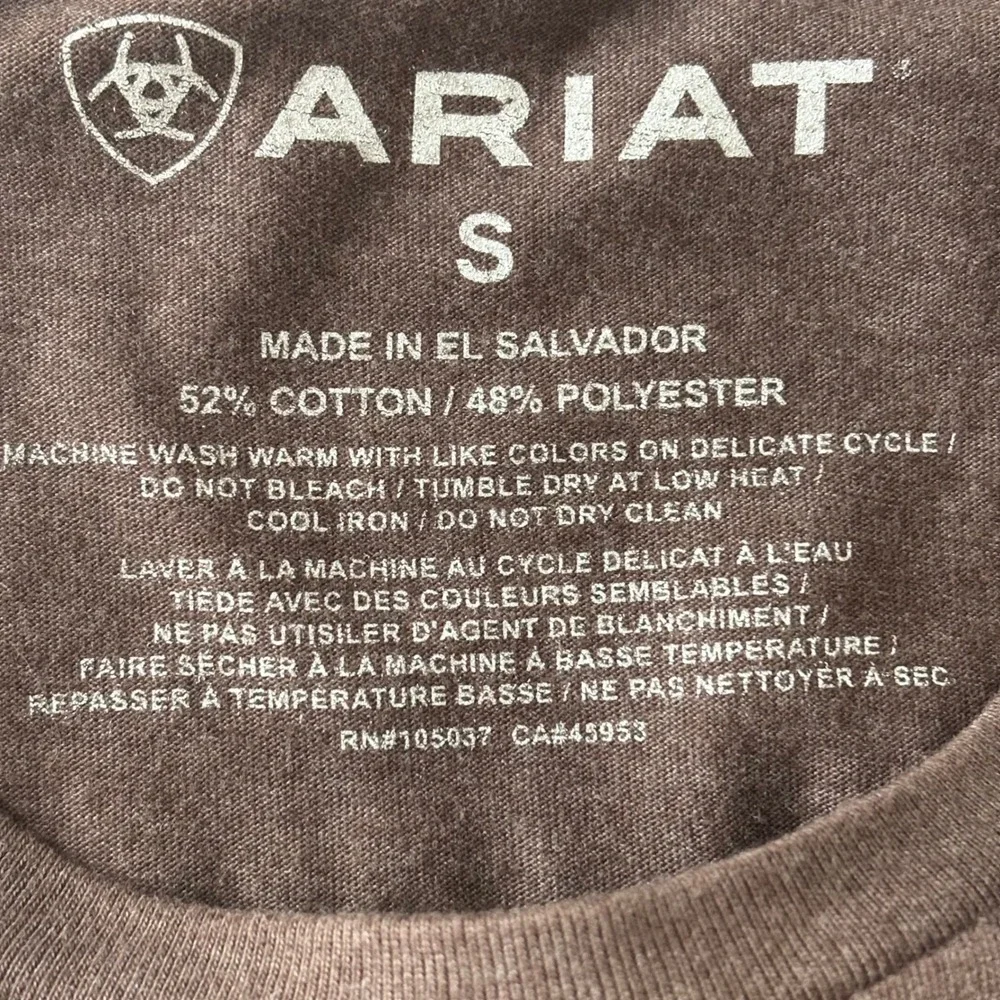 Ariat Womens Farm Girl Cow Graphic Tee Brown Short Sleeve Scoop Neck Small - Picture 5 of 5